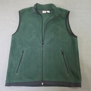 ProSpirit Fleece Vest Small Forest Green Full Zip Pockets Outdoors Gorpcore